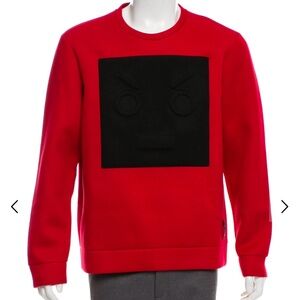 Fendi Red Crewneck Sweater with Black Graphic